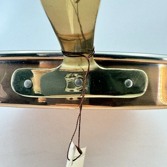 11" Hand Crafted Korea Solid Copper Skillet Nickel Lined Brass Handle Fry Pan - Picture 8 of 10